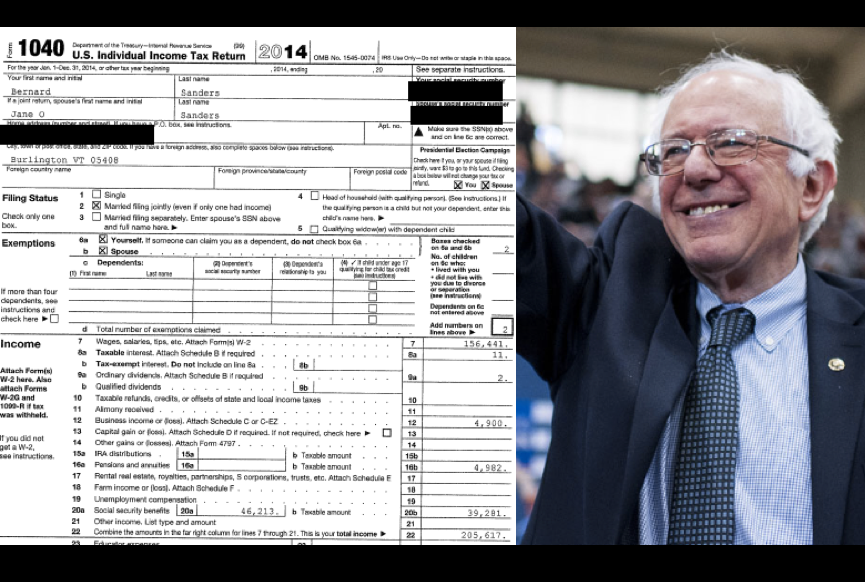 Taxing The Bern Sanders Releases 2014 Federal Tax Return And It Is Boring Lead Stories 