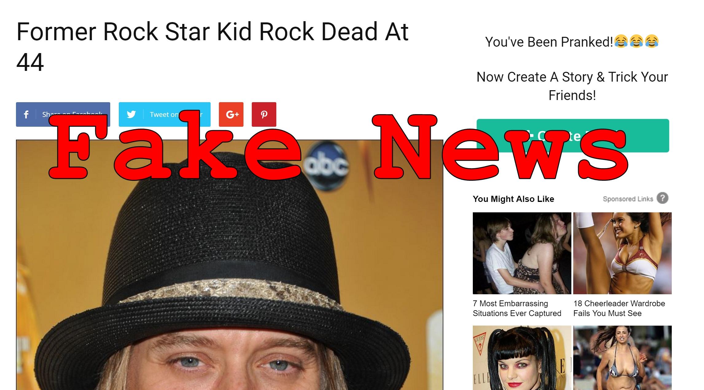 Fake News: Former Rock Star Kid Rock NOT Dead At 44