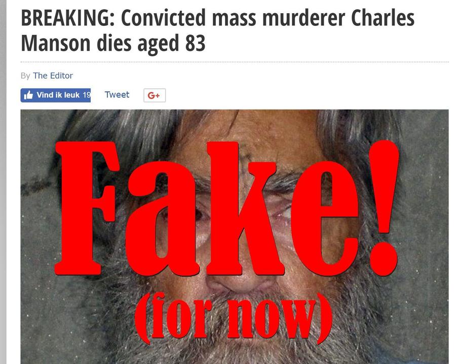 Fake News: Convicted Mass Murderer Charles Manson Did NOT ...