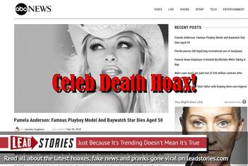 Fake News: Pamela Anderson: Famous Playboy Model and Baywatch Star NOT DEAD at Age 50