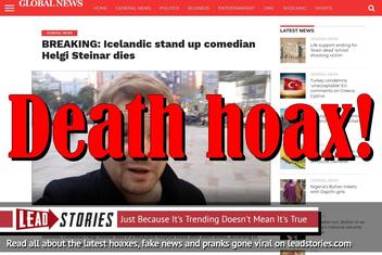 Fake News: Icelandic Stand Up Comedian Helgi Steinar NOT Dead