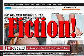 Fake News: Man Did NOT Suffer Heart Attack After Eating 21 Burritos, Did NOT Sue Taco Bell for $4M