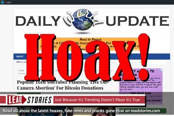 Fake News: Popular Teen YouTuber NOT Planning 'Live On-Camera Abortion' For Bitcoin Donations