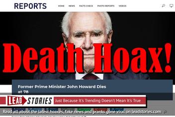 Fake News: Former Prime Minister John Howard Did NOT Die at 78