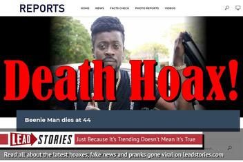 Fake News: Beenie Man Did NOT Die at 44 