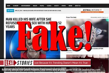 Fake News: Man Did NOT Kill His Wife After She Refused To Have Sex With Him For 52 Years