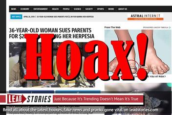 Fake News: Woman Did NOT Sue Parents For $2.3M For Naming Her Herpesia