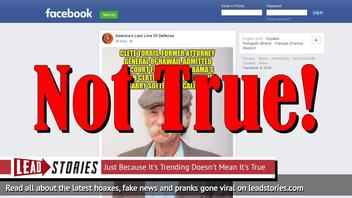 Fake News: Clete Torris NOT Former Attorney General Of Hawaii, Did NOT Say Anything About Obama's Birth Certificate