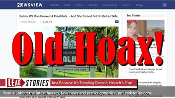Fake News: Salina, KS Man Did NOT Book a Prostitute - She Did NOT Turn Out To Be His Wife