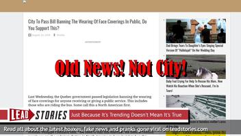 Old News: "City" NOT To Pass Bill Banning The Wearing Of Face Coverings In Public