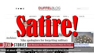 Fake News: Nike Did NOT Apologize For Forgetting Military Monopoly on Sacrifice