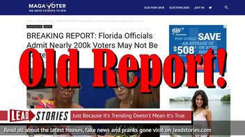 Fake News: Florida Officials Did NOT Admit Nearly 200k Voters May Not Be Citizens In 2018 