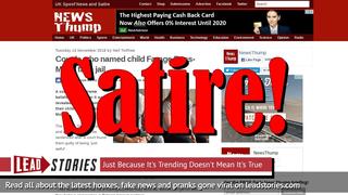 Fake News: Couple Did NOT Name Child Farage Rees-Mogg, NOT Facing Jail