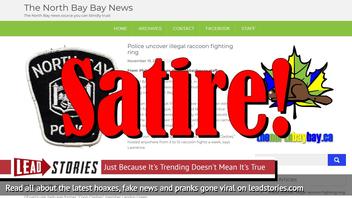 Fake News: Police Did NOT Uncover Illegal Raccoon Fighting Ring In North Bay, Canada