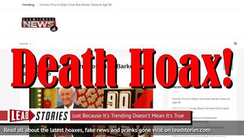 Fake News: Former Price Is Right Host Bob Barker NOT Dead at Age 95