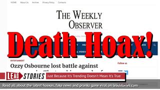 Fake News: Ozzy Osbourne Did NOT Lose Battle Against Pneumonia -- NOT Dead