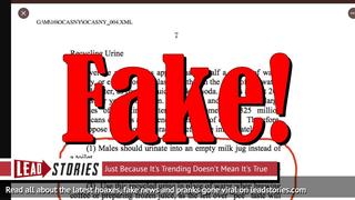 Fake News: Alexandria Ocasio-Cortez Green New Deal Does NOT Call For Drinking Urine