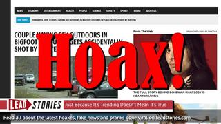 Fake News: Couple Having Sex Outdoors in Bigfoot Costumes NOT Accidentally Shot by Hunters