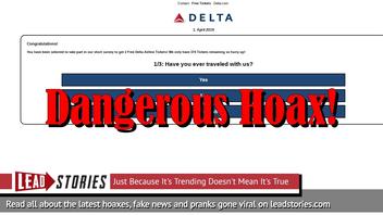 Fake News: Delta Airlines NOT Celebrating 55th Birthday By Providing Free Tickets To All