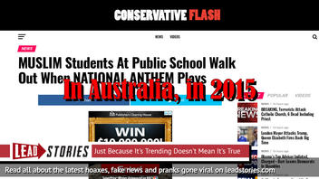 Old News: Muslim Students At Public School Walk Out When Australian National Anthem Plays