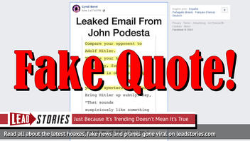 Fake News: John Podesta Did NOT Advise Democrats To Compare Your Opponent To Adolf Hitler In Email Found By Wikileaks