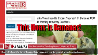Fake News: Zika Virus NOT Found In Recent Shipment Of Bananas; CDC NOT Warning Of Safety Concerns