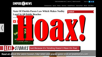 Fake News: State Of Florida Did NOT Pass Law Which Makes Nudity Legal At All Public Beaches