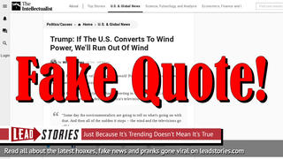 Fake News: Donald Trump Did NOT Say "If The U.S. Converts To Wind Power, We'll Run Out Of Wind"
