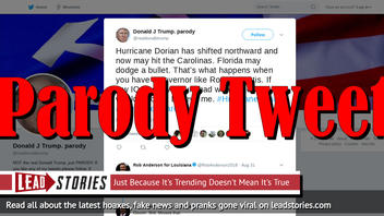 Fake News: President Trump Did NOT Send Offensive Tweet About Andrew Gillum and Hurricane Dorian