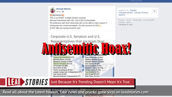 Fake News: 13 Jewish U.S. Senators And 27 Jewish U.S. Representatives Do NOT Have Dual U.S. And Israel Citizenship