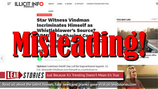 Fake News: Star Witness Vindman Does NOT Incriminate Himself As Whistleblower's Source