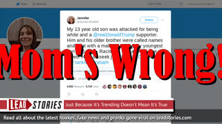Fake News: 13-Year-Old Boy Was NOT Attacked For Being White And An @RealDonaldTrump Supporter