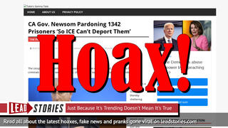 Fake News: CA Gov. Newsom Did NOT Pardon 1342 Prisoners So ICE Couldn't Deport Them