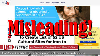 Fake News: Professor Does NOT Ask Students To Create List Of 52 US Cultural Sites For Iran To Bomb