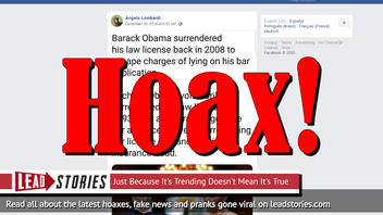Fake News: Barack Obama Did NOT Surrender His Law License In 2008 To Escape Charges Of Lying On His Bar Application