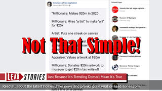 Fake News: NOT Easy To Value Artwork At $20 Million For Tax Deduction