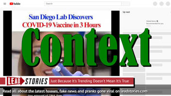 Fact Check: San Diego Lab Says It Has Created Coronavirus Vaccine In Three Hours