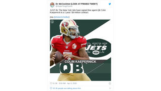 Fact Check: The New York Jets Did NOT Sign Free Agent Colin Kaepernick To A 1 Year, $9 Million Contract 