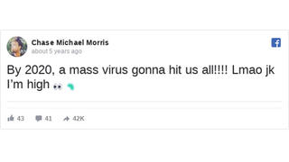 Fact Check: Chase Michael Morris Did NOT Predict The Coronavirus In A 2015 Facebook Post