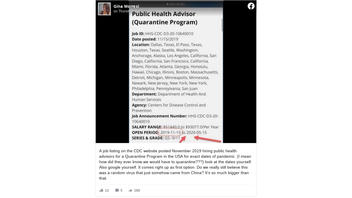 Fact Check: CDC Job Posting For Public Health Advisor (Quarantine Program) Is NOT Proof Of A COVID-19 Conspiracy