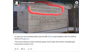 Fact Check: Bill & Melinda Gates Foundation HQ Does NOT Read 'Center for Global Human Population Reduction'
