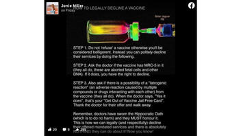 Fact Check: Viral Meme Advising How To 'Legally Decline' A Vaccine Is NOT Accurate
