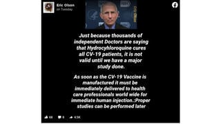 Fact Check: Hydroxychloroquine is NOT A Drug Being Held Back, And Studies ARE Underway For Vaccines That Will NOT Be Immediately Injected in People.