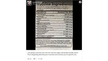 Fact Check: Vaccine Ingredients Do NOT Include Toxic Amounts Of Formaldehyde And Aluminum, And New Vaccines Are Tested Against Placebos