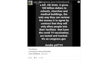 Fact Check: HR 6666 Would NOT Ban Anyone Not Vaccinated For COVID-19 From Churches, Schools, Medical Buildings That Get Money From The Bill