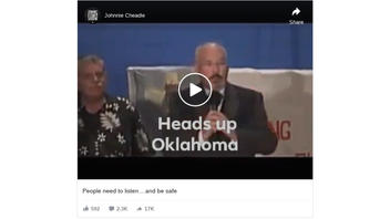 Fact Check: Greg Evensen's 'Heads Up Oklahoma' Posted By Johnnie Cheadle Is NOT About 2020 Coronavirus