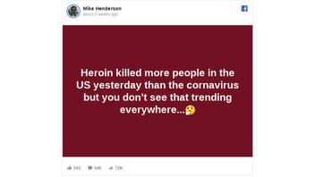 Fact Check: NO Supporting Evidence That Heroin Killed More People 'Yesterday' Than The Coronavirus