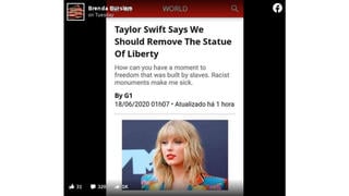 Fact Check: Bogus Screenshot Falsely Claims Taylor Swift Said We Should Remove The Statue of Liberty