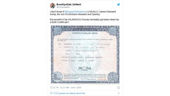 Fact Check: Birth Certificate Does NOT Prove President Trump Fathered A Son With Ghislaine Maxwell In 1992
