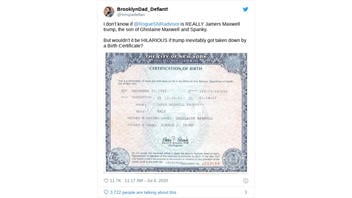 Fact Check: Birth Certificate Does NOT Prove President Trump Fathered A Son With Ghislaine Maxwell In 1992